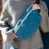 wayne sling bag | french blue suede