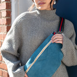 wayne sling bag | french blue suede