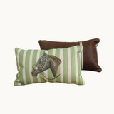 lumbar pillow | leather | green stripe with horsehead