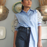 brooks button-down | blue | french floral ivory