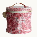 teddy train case | red toile