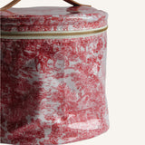 teddy train case | red toile