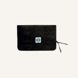 pierce pouch | running horses | brown suede