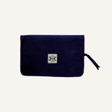 pierce pouch | running horses | navy suede