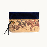 pierce pouch | running horses | navy suede