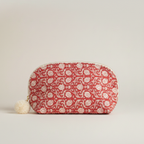 no. 4 small cosmetic | coral block print