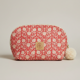 no. 4 small cosmetic | coral block print