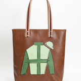 leather lenny | green striped silk