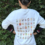 deconstructed sweatshirt | white | mahjong tiles