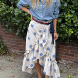 franco ruffle wrap skirt | blue
