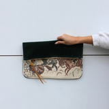 pierce pouch | forest green suede | running horses