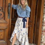 franco ruffle wrap skirt | blue