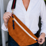 wayne sling bag | camel suede