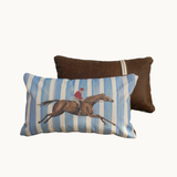 lumbar pillow | leather | blue stripe with final stretch
