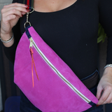 wayne sling bag | fuchsia suede
