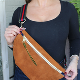 wayne sling bag | camel suede