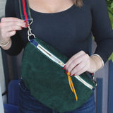wayne sling bag | green suede