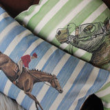 lumbar pillow | leather | blue stripe with final stretch
