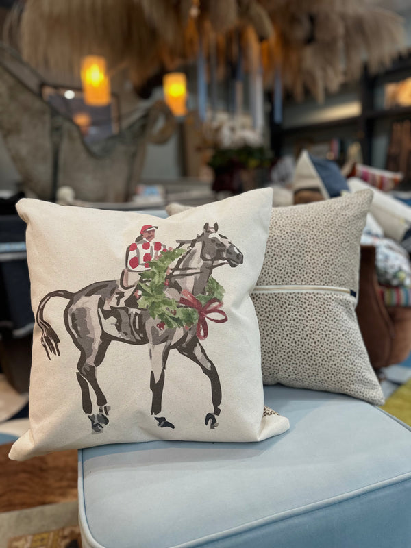 square pillow | holiday horse and jockey