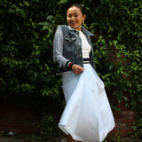 field skirt | light blue stripe