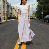 field skirt | brown seersucker