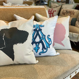 monogram velvet pillow