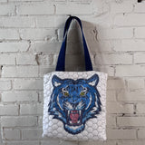lenny quilted tote | blue tiger