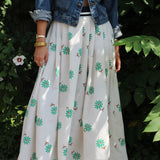 field skirt | green daisy