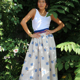 field skirt | blue daisy
