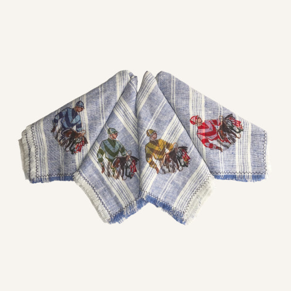 dinner napkins | blue stripe | jockey with saddle