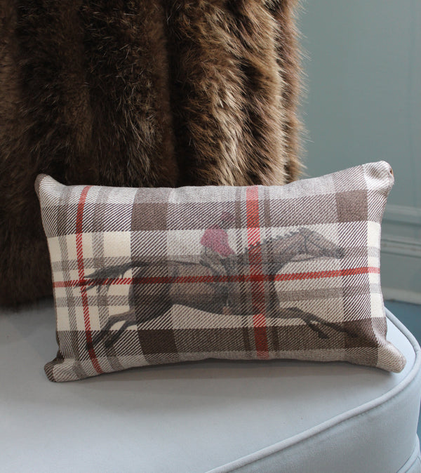 lumbar pillow | leather | plaid final stretch