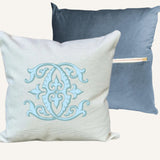 monogram velvet pillow
