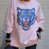 deconstructed sweatshirt | pink | tiger