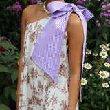 lotus dress | mini | brown toile + lilac gingham