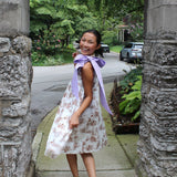 lotus dress | mini | brown toile + lilac gingham
